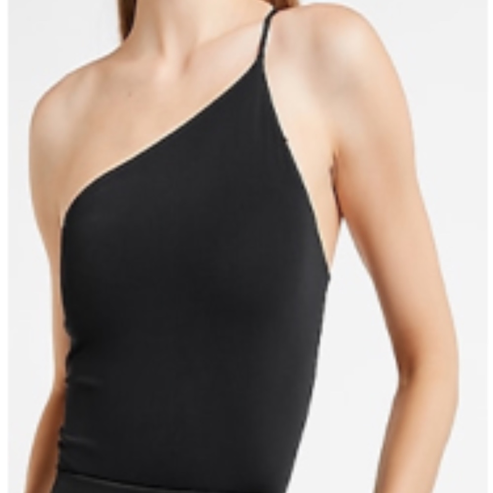 Express Body Contour One Shoulder Double Layer Thong Bodysuit